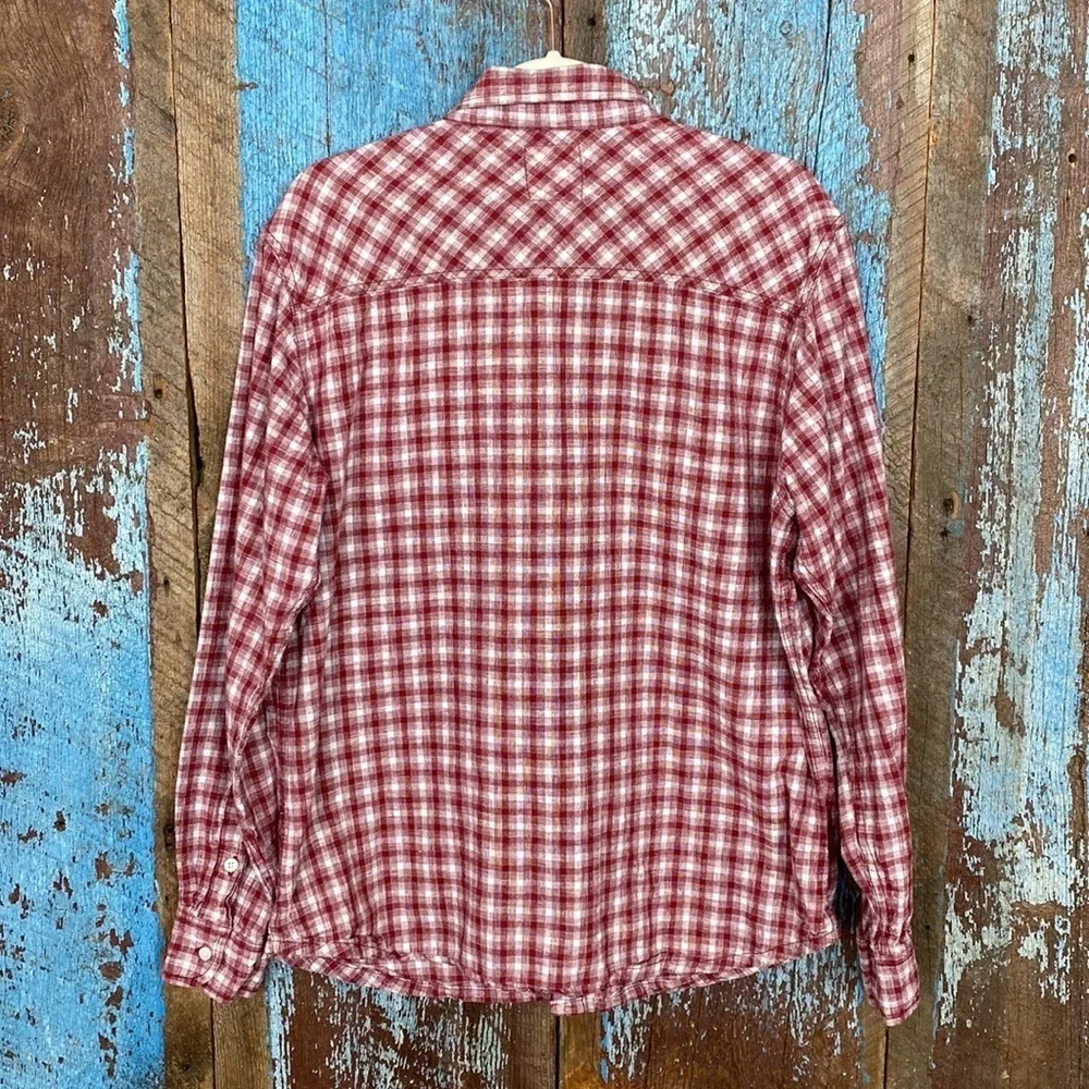 Levi’s Red Checked Western Long Sleeve Button Down Linen Blend Shirt